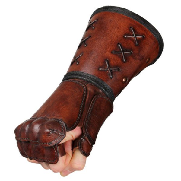 Leder Arm und Handschutz Braun – Bild 2