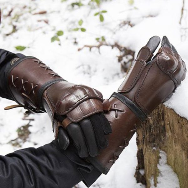 Leder Arm und Handschutz Braun – Bild 3