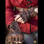 Leder Handschuhe Fingerlinge Braun oder Schwarz