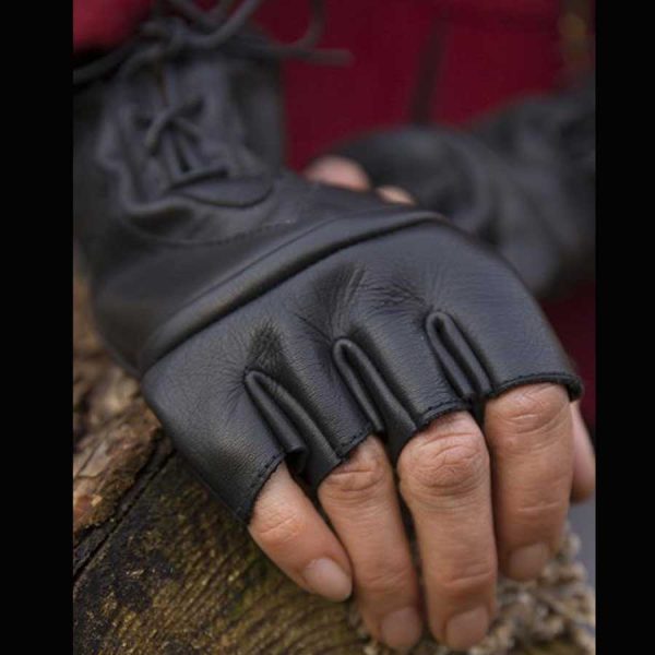 Leder Handschuhe Fingerlinge Braun oder Schwarz – Bild 6