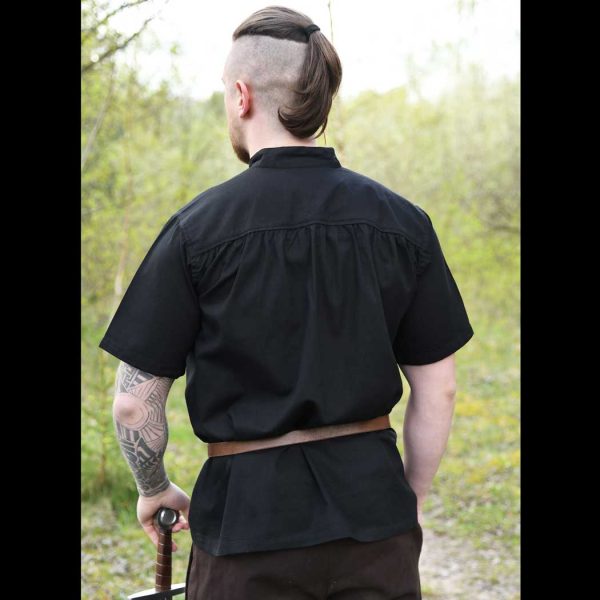 Mittelalter Hemd kurz Arm Schwarz – Bild 2