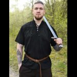 Mittelalter Hemd kurz Arm Schwarz – Bild 3