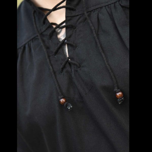 Mittelalter Hemd kurz Arm Schwarz – Bild 6