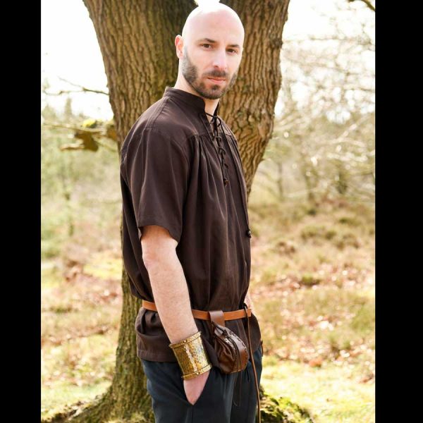 Mittelalter Hemd kurz Arm Braun – Bild 6