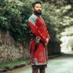 Tunika bestickt Bordeauxrot / Grau – Bild 5