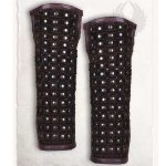 Beinschiene " Maxi" Geflochten mit Nieten Wildleder Braun