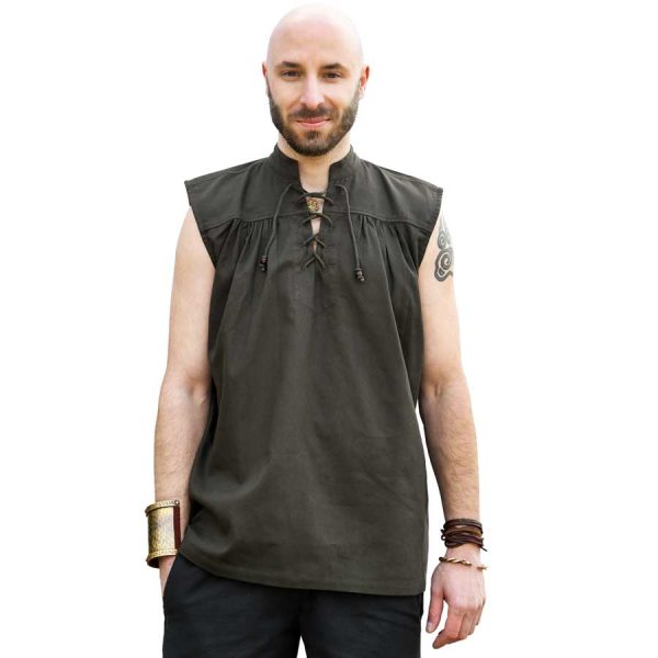 Mittelalter Hemd Ärmellos Oliv – Bild 2