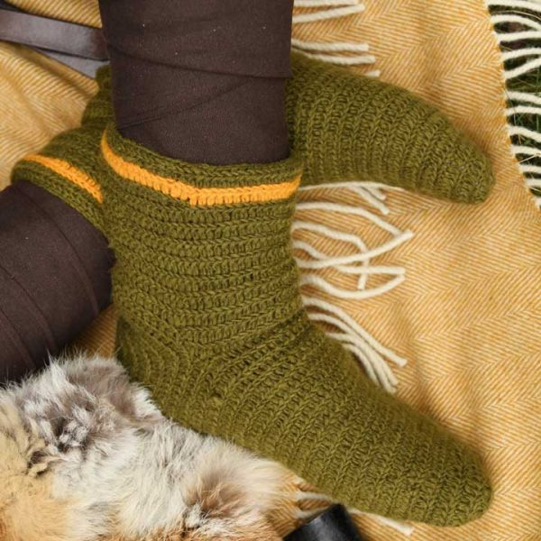 Wollsocken gehäkelt Grün – Bild 4